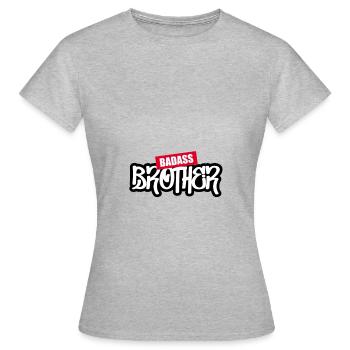 Badass brother - Badass Bruder - Frauen T-Shirt - Grau meliert - Vorne - AI Model Female 172 dark (172cm)