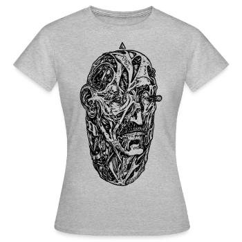 "Egg" (noir) - T-shirt Femme - gris chiné - Devant - AI Model Female 172 dark (172cm)