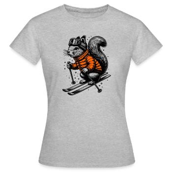 Skifahrendes Eichhörnchen - Frauen T-Shirt - Grau meliert - Vorne - AI Model Female 172 dark (172cm)
