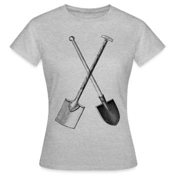 Pelle à bêche vintage croisée - T-shirt Femme - gris chiné - Devant - AI Model Female 172 dark (172cm)