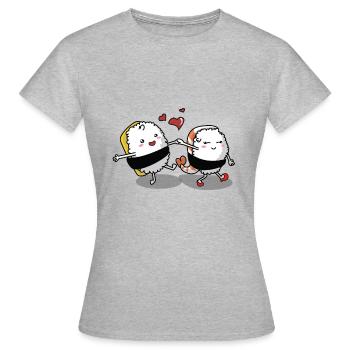 Sushi Liebespaar - Frauen T-Shirt - Grau meliert - Vorne - AI Model Female 172 dark (172cm)