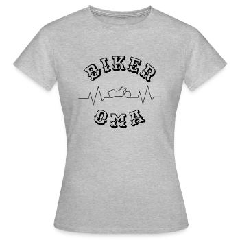 Motorrad Oma Grandma Grandmother Omi Biker - Frauen T-Shirt - Grau meliert - Vorne - AI Model Female 172 dark (172cm)