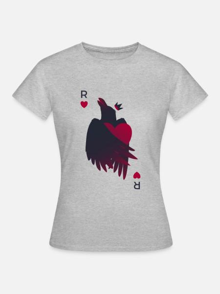 Raven Heart - Crow King - Frauen T-Shirt - Grau meliert