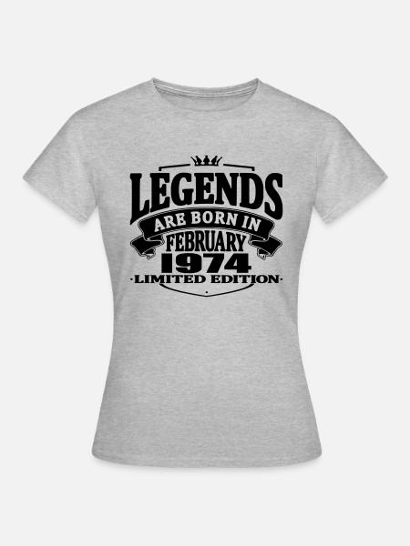 Legends are born in february 1974 - Women's T-Shirt - heather grey