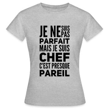 Je ne suis pas parfait - T-shirt Femme - gris chiné - Devant - AI Model Female 172 dark (172cm)