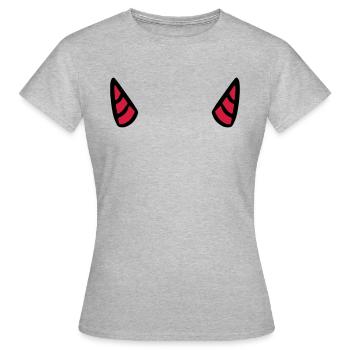Teufelshörner teuflisch Teufel devil horn evil - Frauen T-Shirt - Grau meliert - Vorne - AI Model Female 172 dark (172cm)