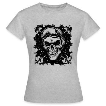 Crâne, crâne, hiver, snowboard, spores - T-shirt Femme - gris chiné - Devant - AI Model Female 172 dark (172cm)