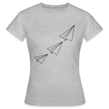 Papierflieger - Frauen T-Shirt - Grau meliert - Vorne - AI Model Female 172 dark (172cm)