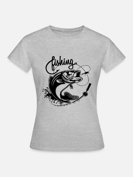 Angler Angeln Fisch - Frauen T-Shirt - Grau meliert