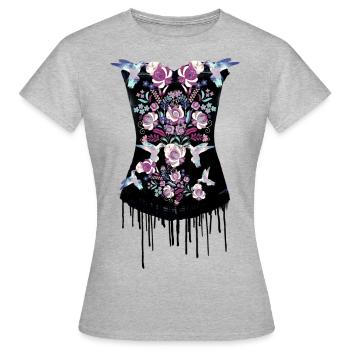 Corsage,Hummingbird,Floral,Flowers - Women's T-Shirt - heather grey - Front - AI Model Female 172 dark (172cm)