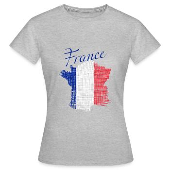 france France - T-shirt Femme - gris chiné - Devant - AI Model Female 172 dark (172cm)