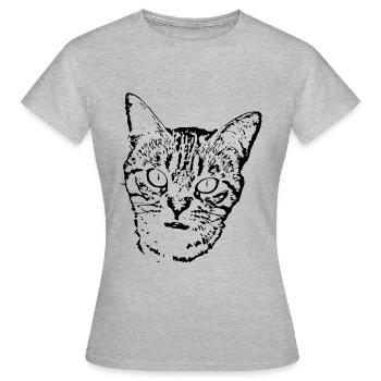 chat noir chat chaton doux cadeau de Noël - T-shirt Femme - gris chiné - Devant - AI Model Female 172 dark (172cm)