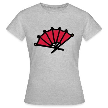 Ventilateur asiatique Éventail asiatique - T-shirt Femme - gris chiné - Devant - AI Model Female 172 dark (172cm)