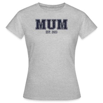 Mum Est. 2023 Herzschlag Für Zukünftige Mutter - Frauen T-Shirt - Grau meliert - Vorne - AI Model Female 172 dark (172cm)
