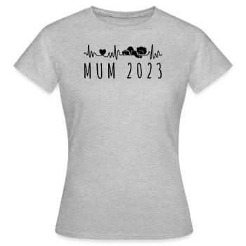 Battement de cœur maman 2023 pour future maman - T-shirt Femme - gris chiné - Devant - AI Model Female 172 dark (172cm)