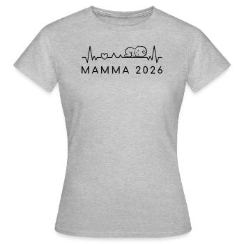 Werdende Mutter 2026 Herzschlag Schwangerschaft - Frauen T-Shirt - Grau meliert - Vorne - AI Model Female 172 dark (172cm)