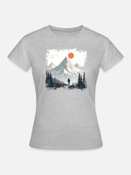 Wanderer in den Bergen Ich Liebe Wandern Und Natur - Frauen T-Shirt - Grau meliert