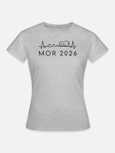 Mama 2026 Herzschlag Schwangerschaft Dänisch - Dame-T-shirt - grå meleret