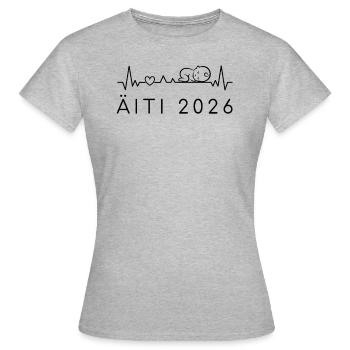 Maman 2026 Battement de cœur Grossesse Finlandais - T-shirt Femme - gris chiné - Devant - AI Model Female 172 dark (172cm)