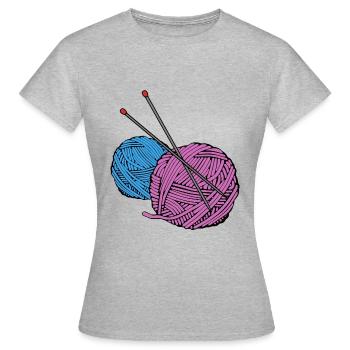 Stricken Garn Nadeln Hobby - Frauen T-Shirt - Grau meliert - Vorne - AI Model Female 172 dark (172cm)