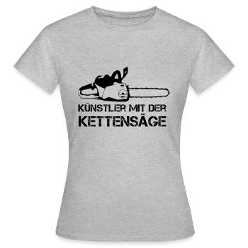Künstler mit der Kettensäge Holz schnitzen - Frauen T-Shirt - Grau meliert - Vorne - AI Model Female 172 dark (172cm)