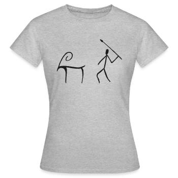 Peinture rupestre chasse - T-shirt Femme - gris chiné - Devant - AI Model Female 172 dark (172cm)