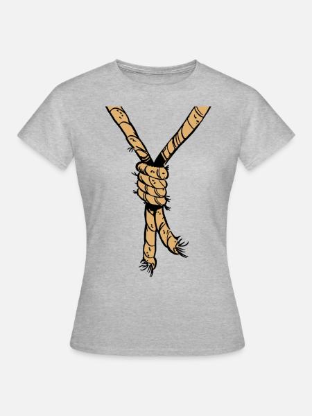 Strick um den Hals - Frauen T-Shirt - Grau meliert