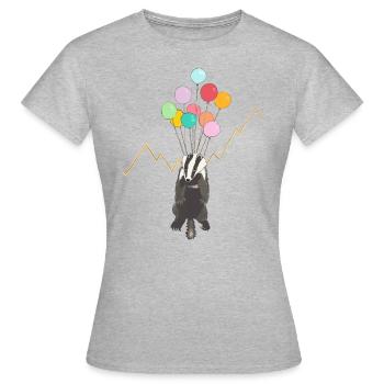 Der Dachs steigt (Dax-Dachs) - Frauen T-Shirt - Grau meliert - Vorne - AI Model Female 172 dark (172cm)