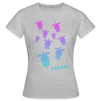 Schildkröten Turtle Relax chill out - Frauen T-Shirt - Grau meliert - Vorne - AI Model Female 172 dark (172cm)