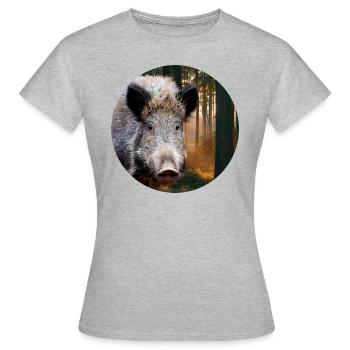 Chasse Chasseur Sanglier DEer Chasse - T-shirt Femme - gris chiné - Devant - AI Model Female 172 dark (172cm)