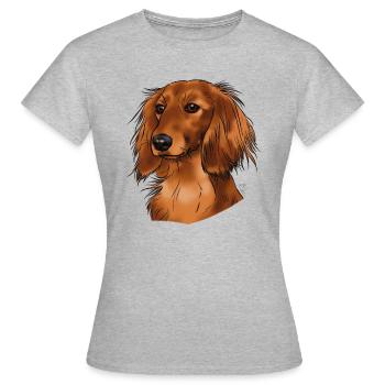 longhaired dachshund (without text) light textiles - Women's T-Shirt - heather grey - Front - AI Model Female 172 dark (172cm)