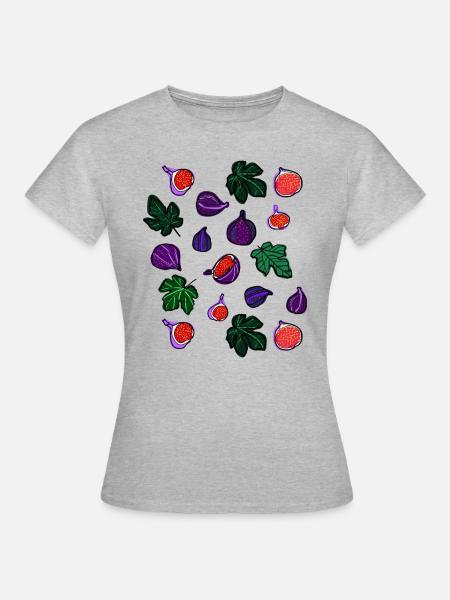 Feigen Früchte Muster1 - Frauen T-Shirt - Grau meliert