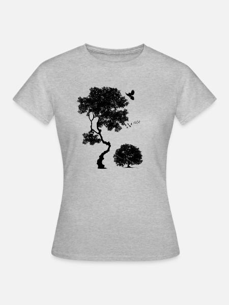 Forêt, Oiseaux arboricoles, Nature, Graphisme pour hommes, Arbres - T-shirt Femme - gris chiné