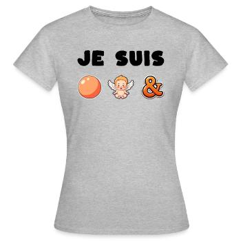Rébus métier « Boulanger » - T-shirt Femme - gris chiné - Devant - AI Model Female 172 dark (172cm)