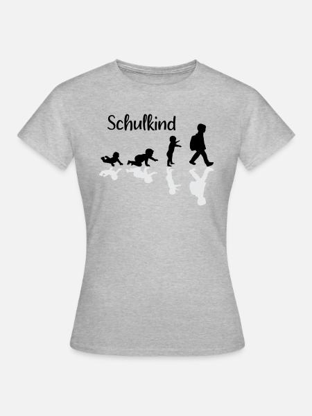 Schulkind Evolution Erstklässler Schule - Frauen T-Shirt - Grau meliert