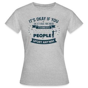 Olymp Bogenschießen – Ok if you don't like archery - Frauen T-Shirt - Grau meliert - Vorne - AI Model Female 172 dark (172cm)