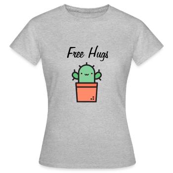 Gratuit Câlins Cactus Hugs Black - T-shirt Femme - gris chiné - Devant - AI Model Female 172 dark (172cm)