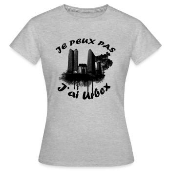 je peux pas j'ai urbex BEST-SELLER 🌟🌟 - T-shirt Femme - gris chiné - Devant - AI Model Female 172 dark (172cm)