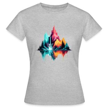 Ruhige Landschaft Ruhig Beschauliche Natur Berge - Frauen T-Shirt - Grau meliert - Vorne - AI Model Female 172 dark (172cm)