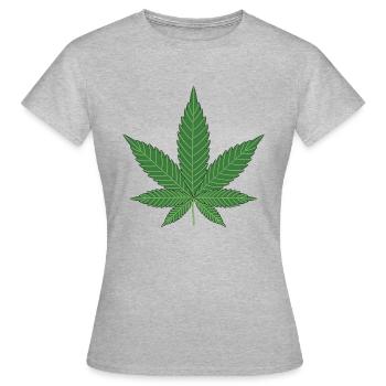 Hanfblatt Geschenk Idee - Frauen T-Shirt - Grau meliert - Vorne - AI Model Female 172 dark (172cm)