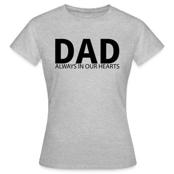 PAPA. Immer in unseren Herzen. Gestaltung des Denkmals - Frauen T-Shirt - Grau meliert - Vorne - AI Model Female 172 dark (172cm)