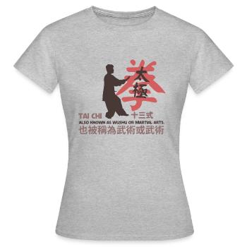 Tai Chi chinese style aka Wushu Arts martiaux - T-shirt Femme - gris chiné - Devant - AI Model Female 172 dark (172cm)