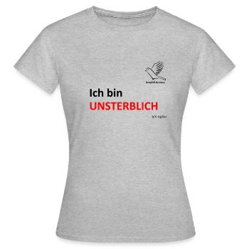 Ich bin Unsterblich - Frauen T-Shirt - Grau meliert - Vorne - AI Model Female 172 dark (172cm)