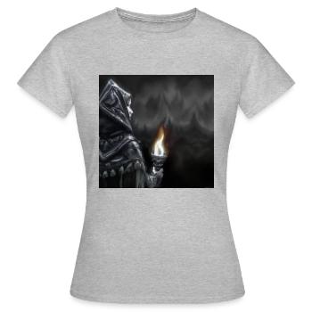 Eine dunkle mystische Gestalt 10 - Frauen T-Shirt - Grau meliert - Vorne - AI Model Female 172 dark (172cm)