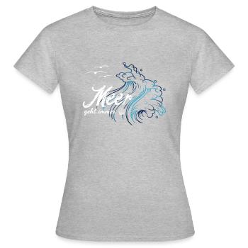 Meer geht immer - Frauen T-Shirt - Grau meliert - Vorne - AI Model Female 172 dark (172cm)