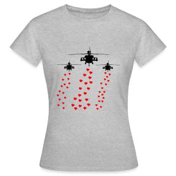 Hélicoptère Hélicoptère Cœurs Paix - T-shirt Femme - gris chiné - Devant - AI Model Female 172 dark (172cm)