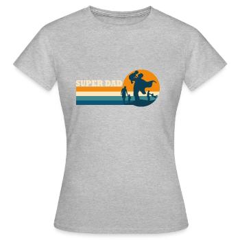 Papa superpapa cadeau fête des pères - T-shirt Femme - gris chiné - Devant - AI Model Female 172 dark (172cm)