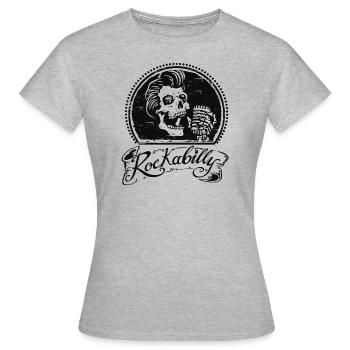 Tête de mort de Rockabilly - T-shirt Femme - gris chiné - Devant - AI Model Female 172 dark (172cm)