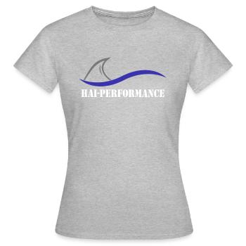 Haifischflosse Hai Performance Lustig - Frauen T-Shirt - Grau meliert - Vorne - AI Model Female 172 dark (172cm)