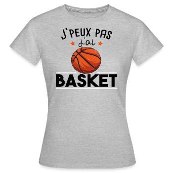 Basketball Basketteur Basket Basketteuse Humour - T-shirt Femme - gris chiné - Devant - AI Model Female 172 dark (172cm)